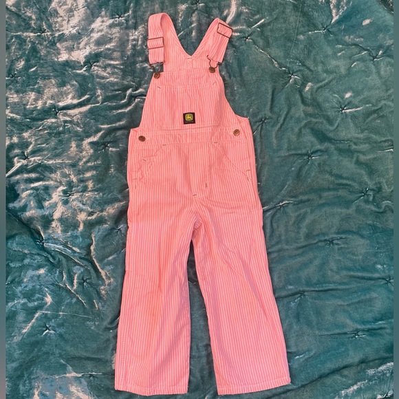 John Deere Bottoms John Deere Pink And White Overalls Girls Size 5 Small Spots On Pant Leg